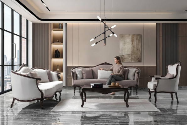 Conjunto de sofás de tres plazas sillón tela Sofá Set gris sofá acolchado sofá