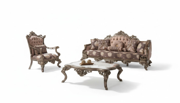 Sofá Conjunto de sofá de tres plazas Sillón Sofá Set Beige Sofá tapizado
