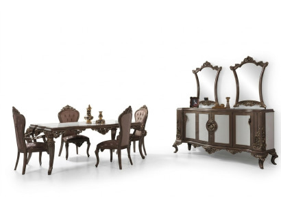 Juego de comedor completo Comedor Mesa de comedor Conjunto de madera de 12 piezas Marrón Aparador