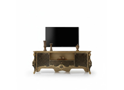 Mueble de salón de madera marrón de lujo con soporte de TV.