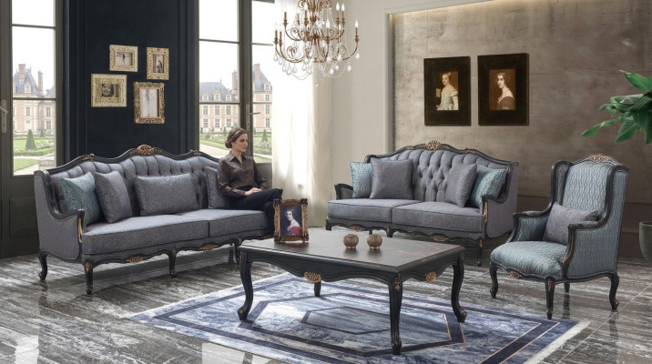 Sofá Juego de sofá Sofá Telas de sofá Sofá tapizado Gris Chesterfield Set