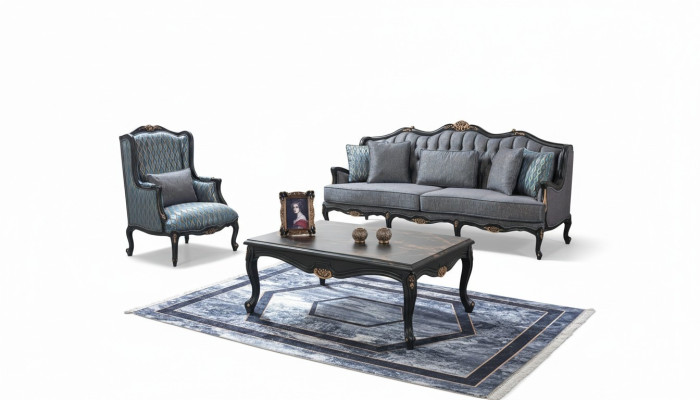 Sofá Juego de sofá Sofá Telas de sofá Sofá tapizado Gris Chesterfield Set