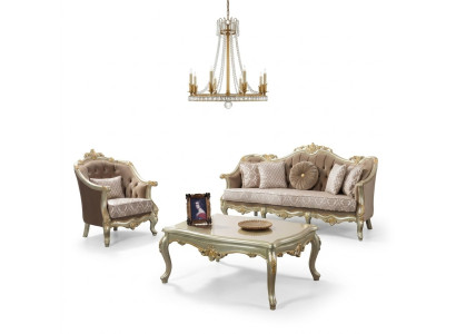 Sofá de tela Conjunto de sofá Tapizado Sofá beige Chesterfield Set