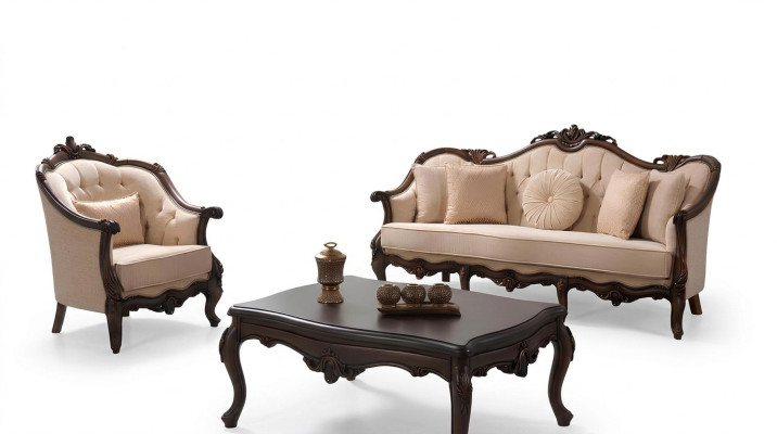 Sofá tapizado Sofá Conjunto de sofás Sofá Tela Beige Chesterfield Set