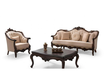 Sofá tapizado Sofá Conjunto de sofás Sofá Tela Beige Chesterfield Set