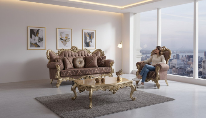 Conjunto de sofás Chesterfield, sofá tapizado, sofá, sofá, conjunto de sofás de tela morada.