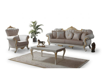Conjunto de sofás Sofá tapizado Chesterfield Juego de sofás Sofá de tela beige Sofás