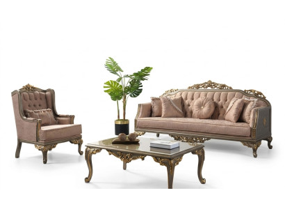 Conjunto de sofás de lujo completo, sofá de tela beige, sofá tapizado.