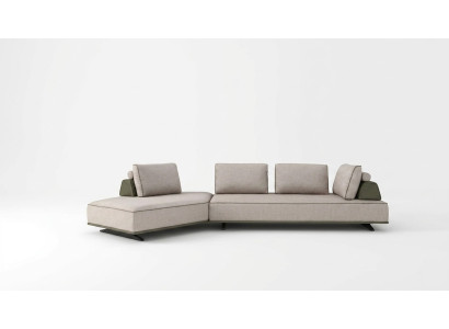 Sofá esquinero en forma de L para la sala de estar, sofá tapizado de tela gris, sofá moderno.