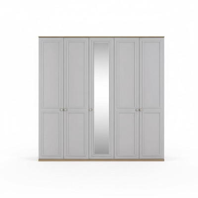 Armario de ropa Armario de dormitorio Armario gris de madera con espejo 5 puertas