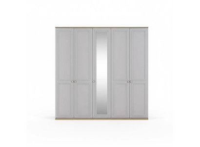 Armario de ropa Armario de dormitorio Armario gris de madera con espejo 5 puertas