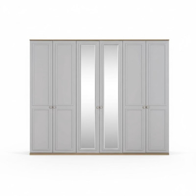 Armario de dormitorio Armario Armario Gris Madera Espejo 6 puertas