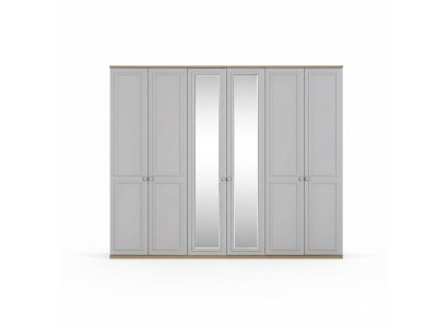 Armario de dormitorio Armario Armario Gris Madera Espejo 6 puertas