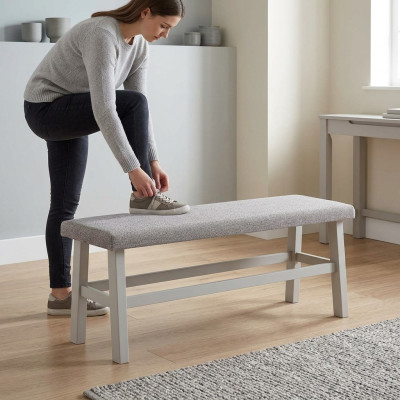 Taburete Banco Asiento Banco de Asiento Reposapiés Taburete para Sentarse Comedor Gris Madera