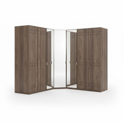 Armario esquinero ropero armario marrón madera espejo 7 puertas grande