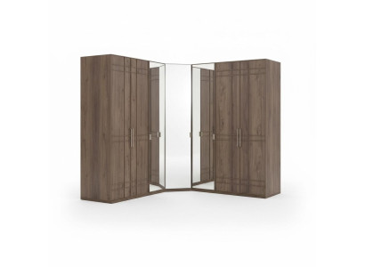 Armario esquinero ropero armario marrón madera espejo 7 puertas grande