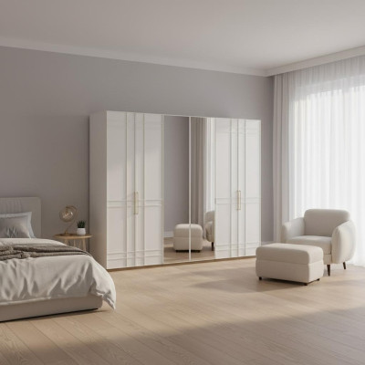 Armarios Armarios roperos Armario ropero Blanco Madera Espejo 6 puertas Nuevo