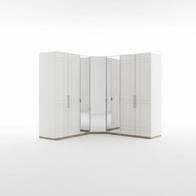 Esquina armario Armario Armarios Blanco Madera Espejo 7 Puertas Grande