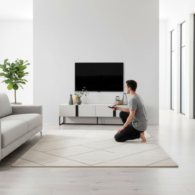 Mueble de televisión soporte de TV armario RTV mesa de TV salón blanco madera moderno