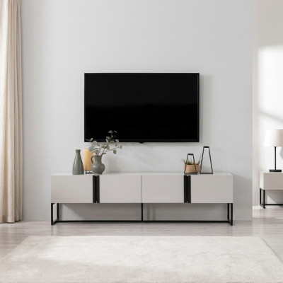 Mueble de televisión soporte de TV armario RTV mesa de TV salón blanco madera moderno
