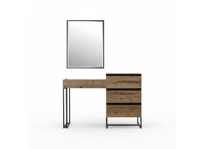 Vanity table, dressing table, console table, chest of drawers, mirror set 2 pcs. Brown
