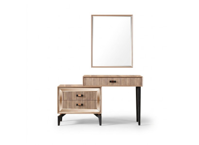Mueble de tocador de lujo, tocador, consola, cómoda juego de 2 piezas en oro.