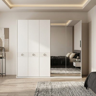 Armario Blanco Dormitorio Espejo Armarios de Ropa de Madera