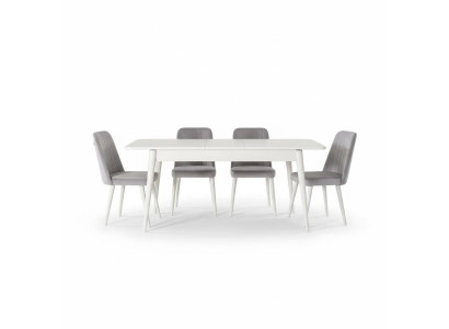 Muebles de comedor, conjunto de esquina, juego de 7 piezas de comedor, mesa de comedor blanca, sillas.