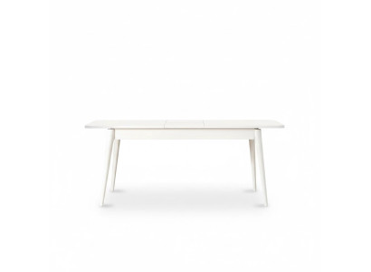 Mesa de comedor, mesa de comedor, mesa blanca, comedor de madera, extensible, moderno.
