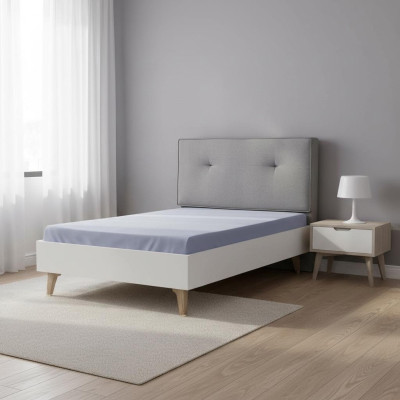 Cama infantil 100 cm Cama juvenil de madera gris Habitación infantil Tela moderna