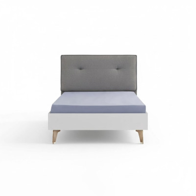 Cama infantil 100 cm Cama juvenil de madera gris Habitación infantil Tela moderna