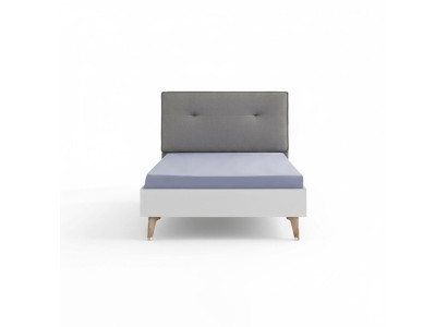 Cama infantil 100 cm Cama juvenil de madera gris Habitación infantil Tela moderna