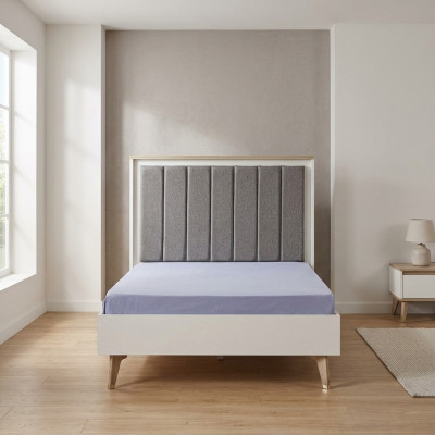 Estructura de la cama infantil cama juvenil de 100 cm marco de madera gris tela