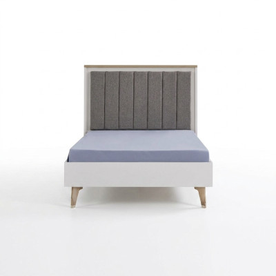 Estructura de la cama infantil cama juvenil de 100 cm marco de madera gris tela