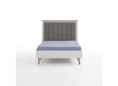Estructura de la cama infantil cama juvenil de 100 cm marco de madera gris tela