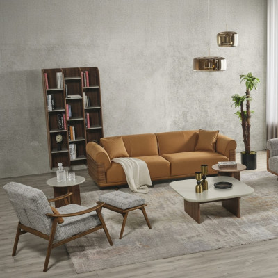 Juego de sofás completo Sofá tapizado marrón de tres plazas Sillón moderno de 3 piezas