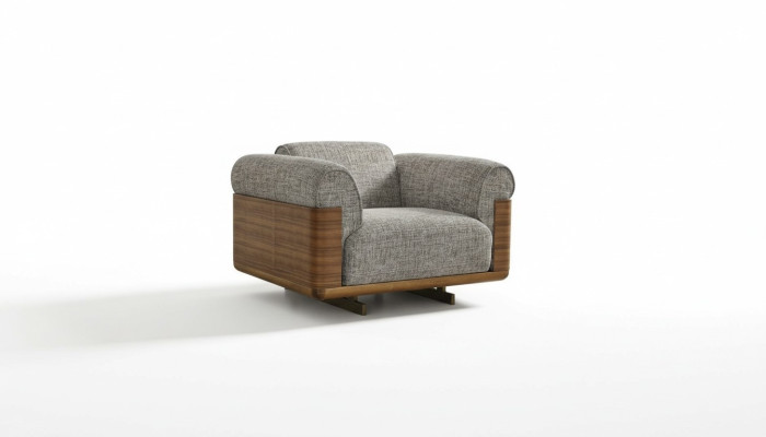 Sillón de tela, sillón orejero, 1 asiento, poliéster, gris, sala de estar, moderno.