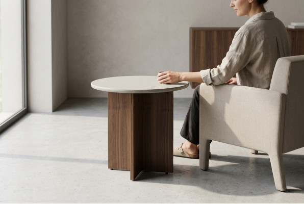 Mesa Auxiliar Mesa de Centro Sala de Estar Gris Madera Diseño Muebles