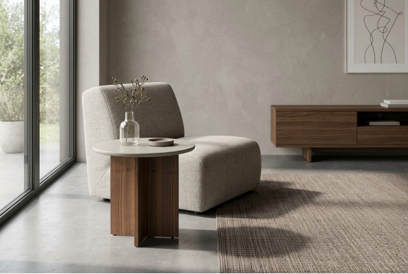 Mesa Auxiliar Mesa de Centro Sala de Estar Gris Madera Diseño Muebles