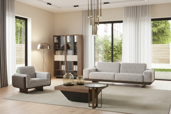 Muebles de sala de tres plazas, un plaza, sofá tapizado gris, grupo diseño sofá.
