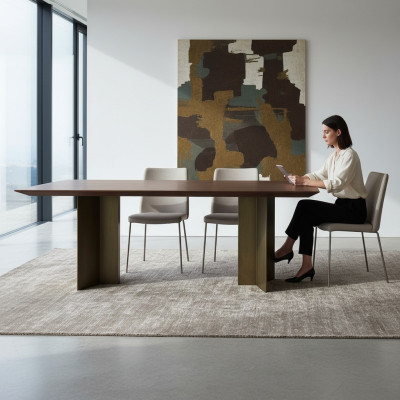 Mesa del comedor Mesa de comedor Mesa Rincón de comer Comedor 208 cm Madera Marrón Nuevo