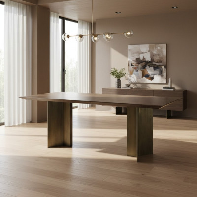 Mesa del comedor Mesa de comedor Mesa Rincón de comer Comedor 208 cm Madera Marrón Nuevo