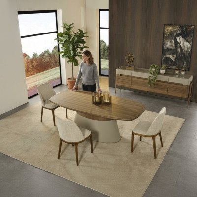 Conjunto completo de comedor, grupo de comedor, conjunto de mesa de comedor de 8 piezas, comedor marrón de madera nuevo.