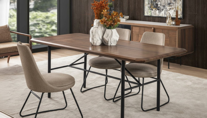 Mesa de comedor Mesa Comedor Rincón comedor Comedor 205 cm Madera Marrón