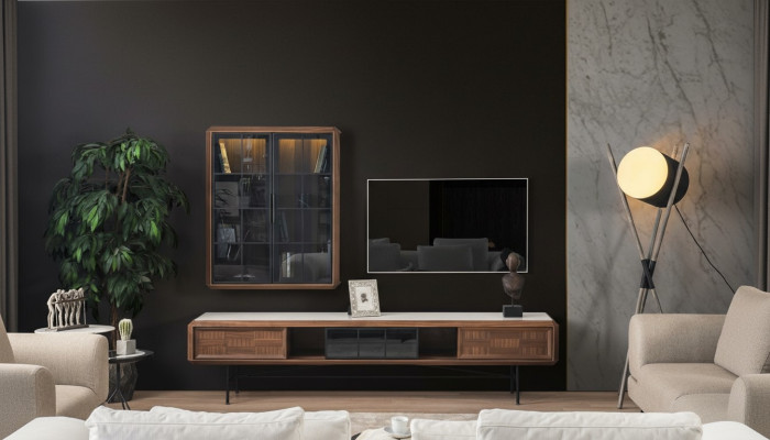 Grupo RTV Aparador de TV Soporte de TV Mueble Aparador 2 piezas marrón de madera estantería