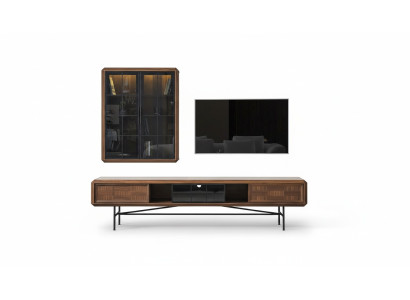 Grupo RTV Aparador de TV Soporte de TV Mueble Aparador 2 piezas marrón de madera estantería