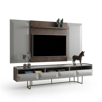 Grupo RTV Tablero de TV Soporte de TV Aparador Panel 2 piezas Madera Marrón Estante