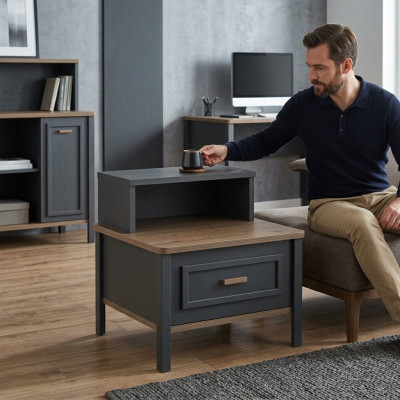 Mesita de noche Consolas de noche Consolas de madera Gris Dormitorio Clásico