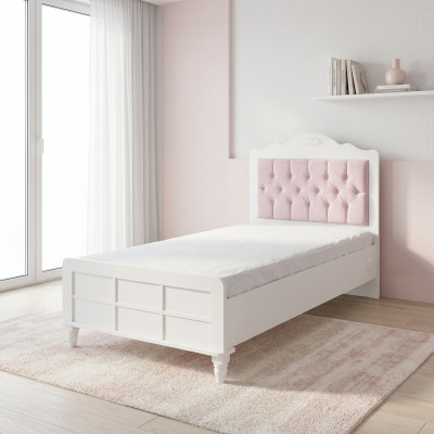 Cama infantil Dormitorio infantil Muebles de dormitorio infantil Rosa Madera Chesterfield