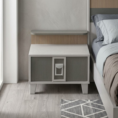 Mesita de noche, consolas de noche, consolas de madera, dormitorio infantil, moderno, gris, para niña.